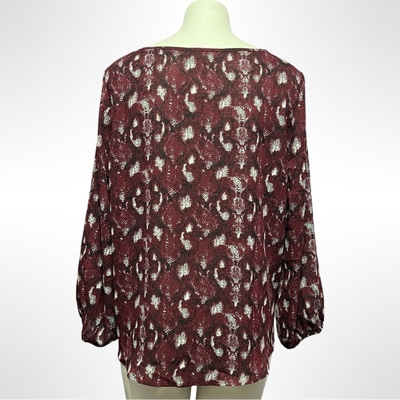 West K Burgundy Snake Skin Print Blouse - Picture 5 of 7